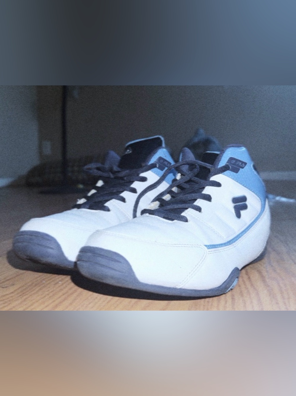 Men's White and Light Blue Athletic Sneakers